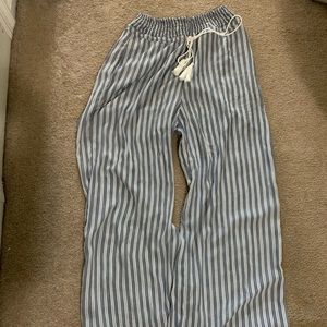 Wide leg striped pants